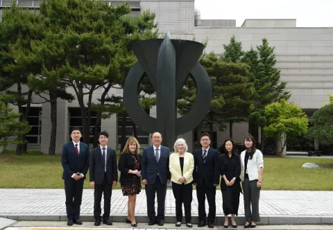 A group of people taking a photo